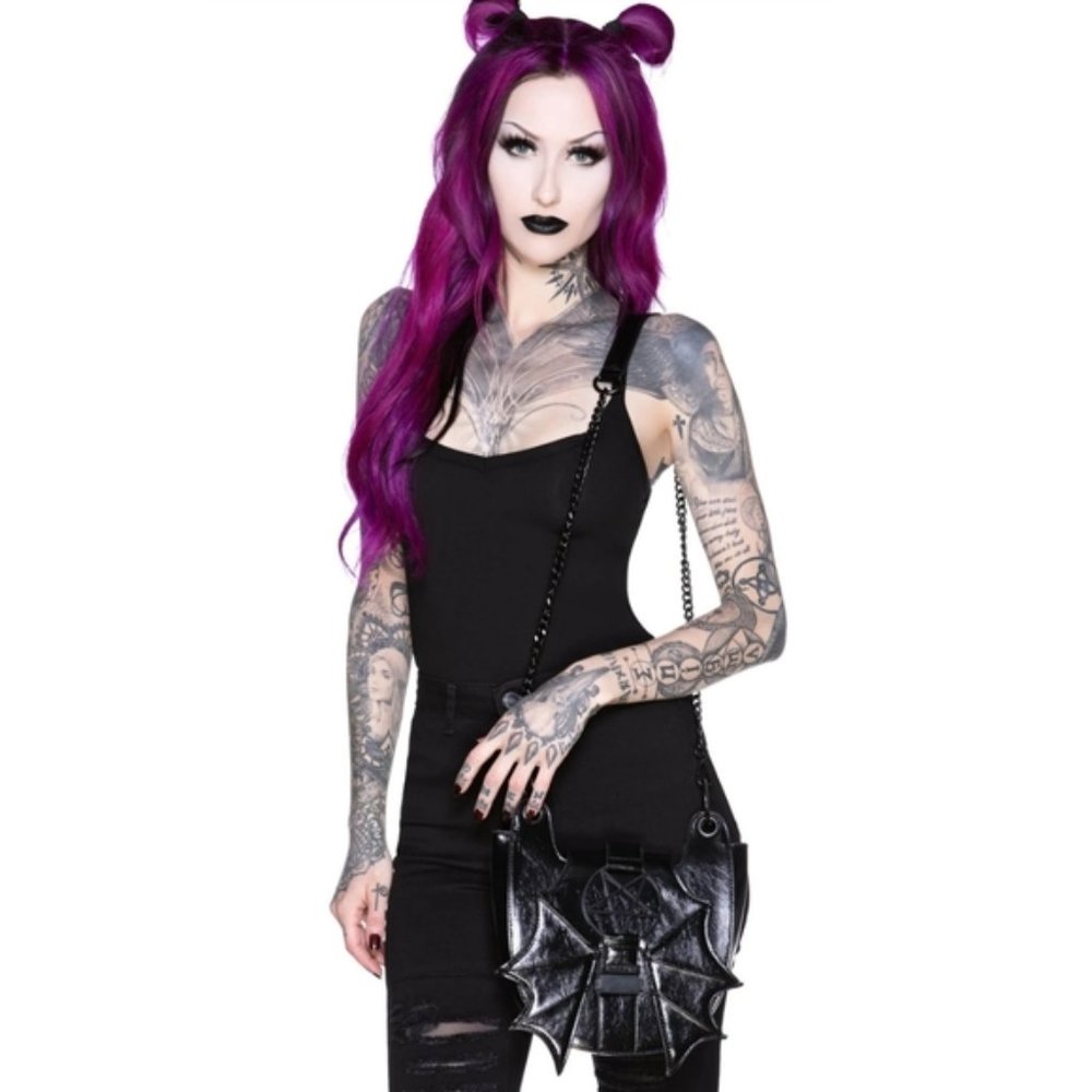 killstar Bat Pentagramn Zana Handbag purse nwt - Picture 4 of 12